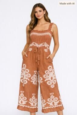 NewMe Terracotta Boho Jumpsuit – Size Medium